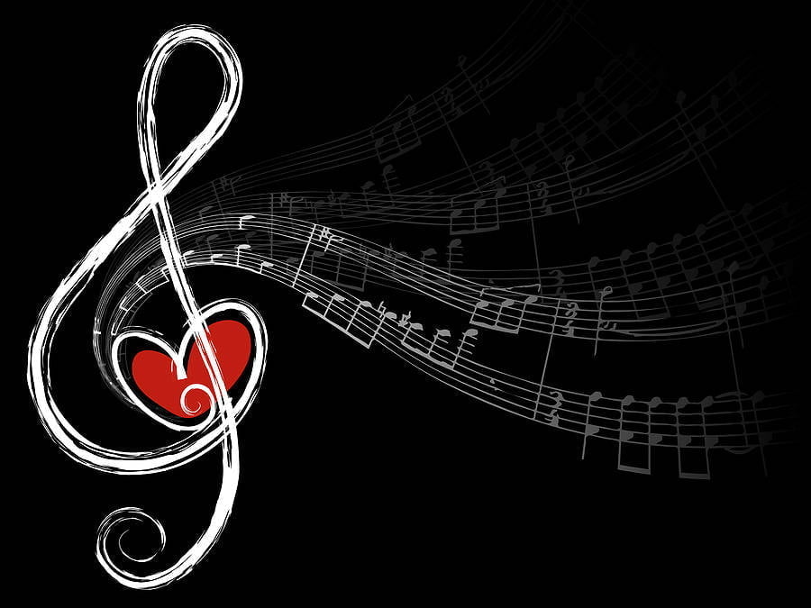 Treble Love And Music Notes (Vector)