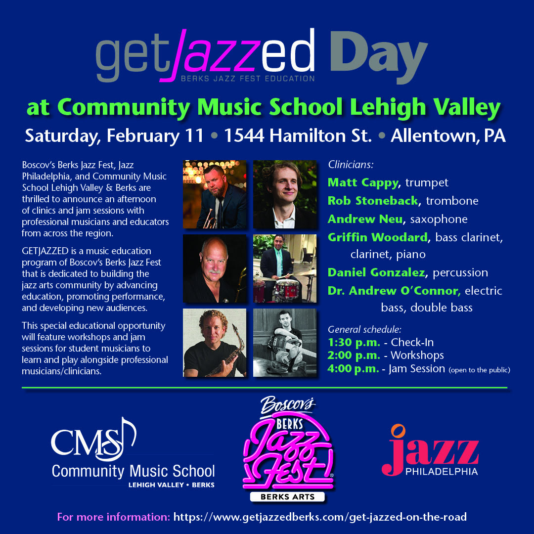 Get Jazzed Day at Community Music School February 11, 2023