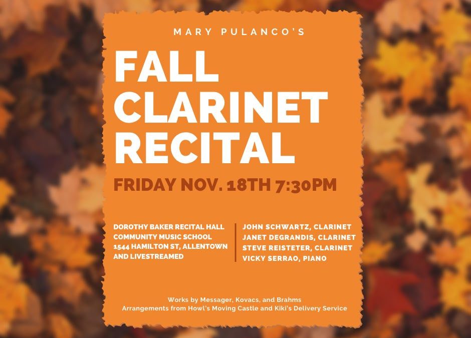 Clarinet Recital – Fri, Nov 18, 2022
