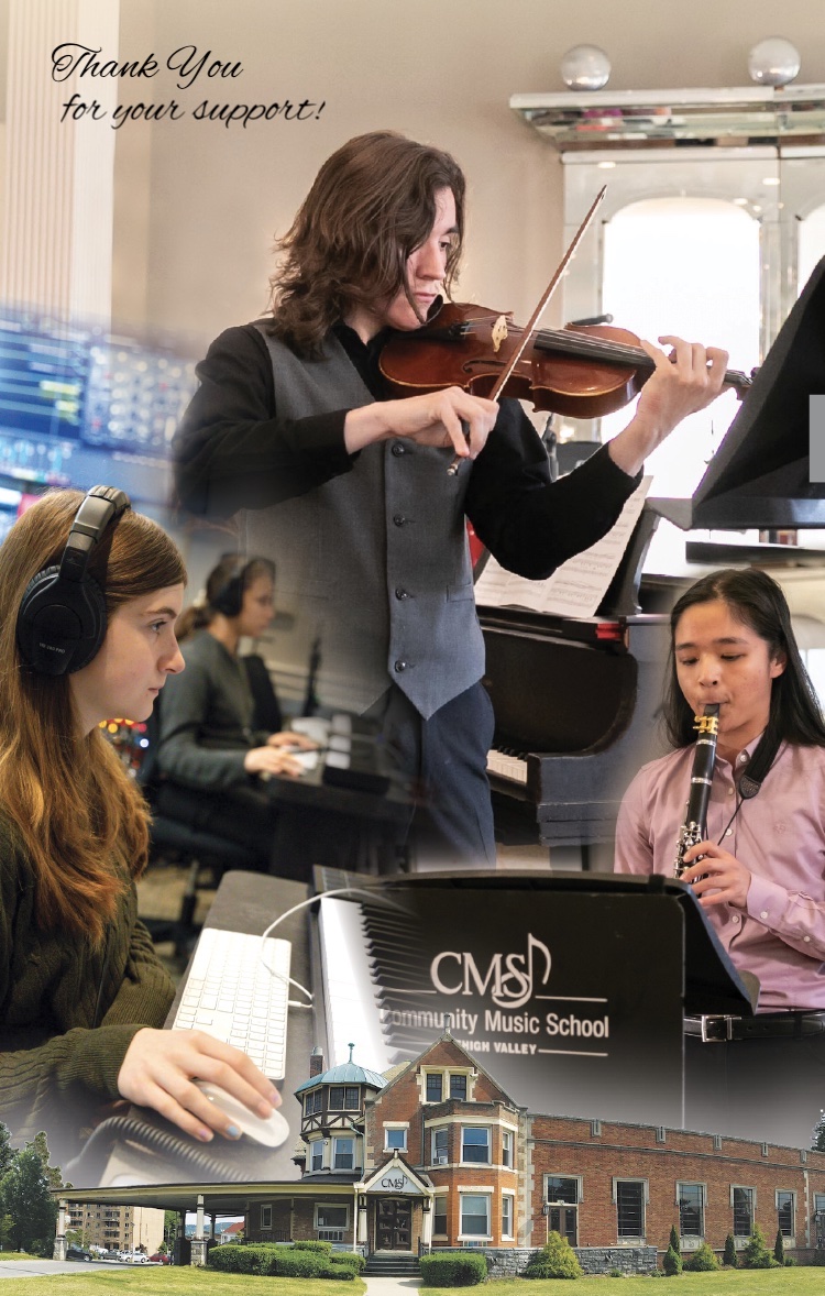 2022 Annual Appeal - holiday giving season - Music Inspires and Transforms - Make Your Gift Today - Image of a young boy in a drum lesson wearing a tie die tshirt and headphones with a huge smile on his face