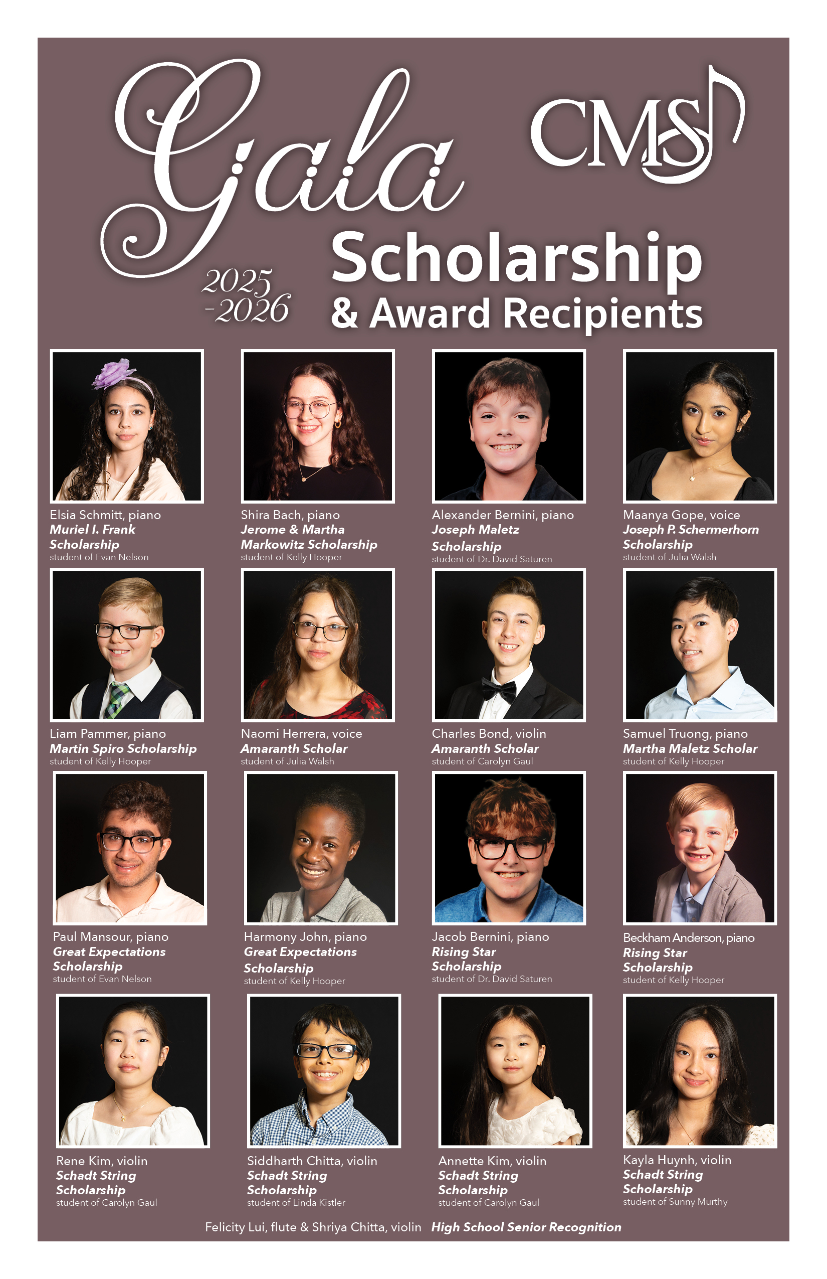 2025 Gala Scholarship Recipients
